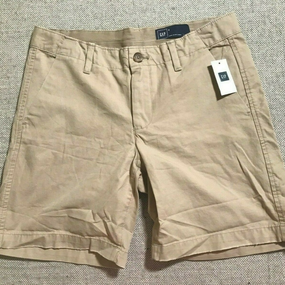 GAP Womens Khaki Flat Front Shorts Sz 0 NWT